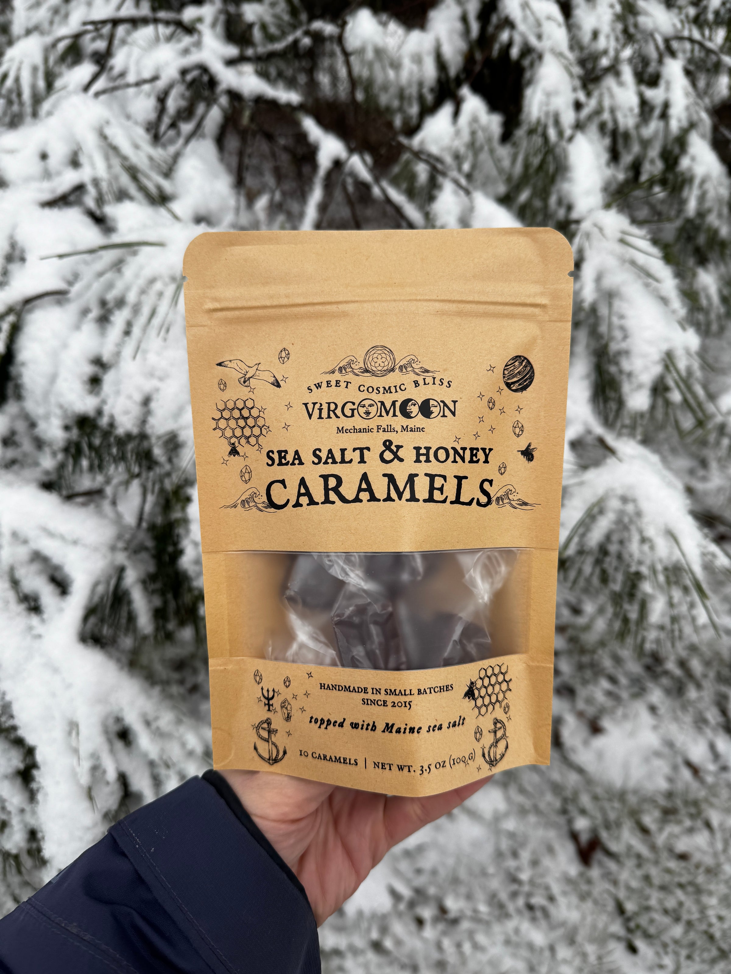 Artisanal Maine Sea Salt & Honey Caramels - Hand-stirred // Hand